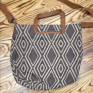 Thirty-One Geometric Patterned Tote Bag - Black and Brown